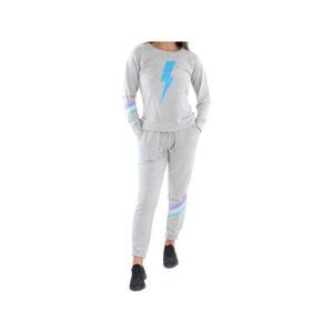 AVA & ESME Womens Gray Top Drawstring Long Sleeve Lounge Pants Sweatsuit M